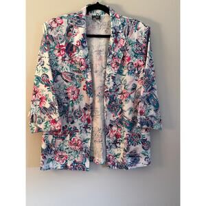 Women's Vintage Lori of California Floral Pastel Print Blazer Career Summer 12